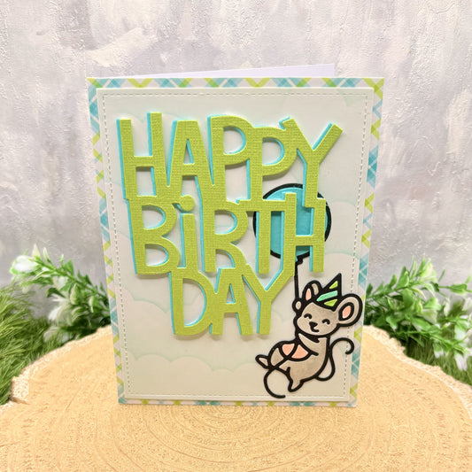 Mouse & Balloon Handmade Birthday Card-1