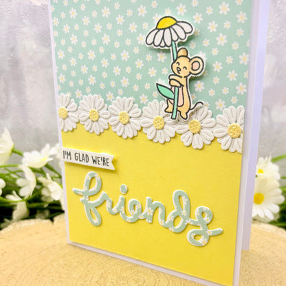 Mouse & Daisy Glad We're Friends Handmade Card-2
