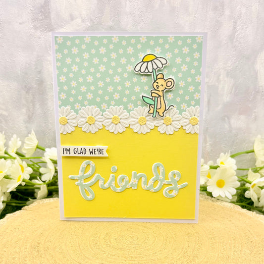 Mouse & Daisy Glad We're Friends Handmade Card