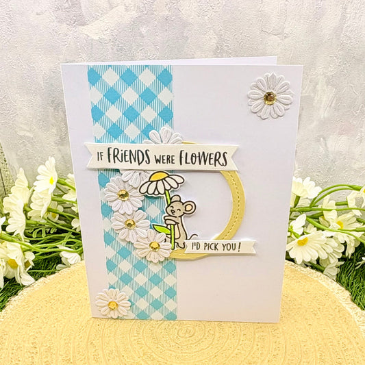 Mouse & Daisy If Friends Were Flower Handmade Card-1