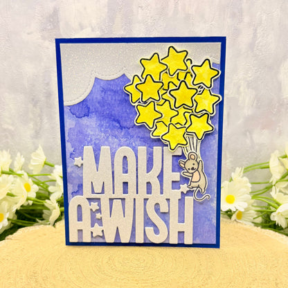 Mouse & Stars Make A Wish Handmade Birthday Card