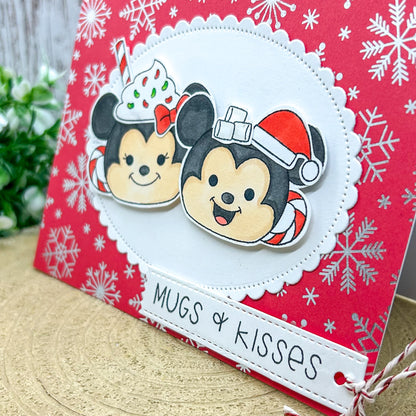 Mugs & Kisses Cartoon Mouse Couple Handmade Christmas Card-2