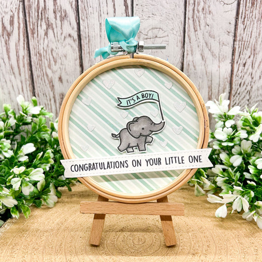 New Baby It's A Boy Embroidery Hoop Hanging Ornament Gift
