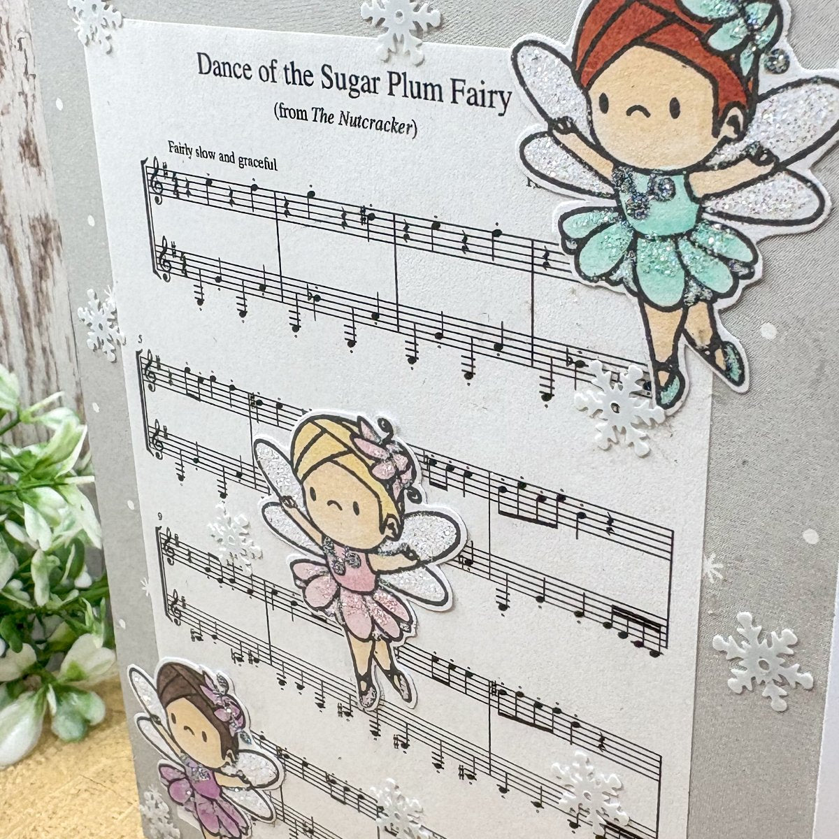 Nutcracker Fairy Music Sheet Handmade Christmas Card-2