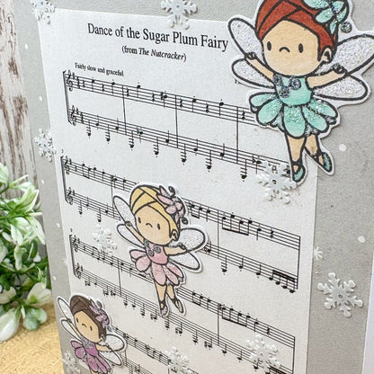Nutcracker Fairy Music Sheet Handmade Christmas Card-2
