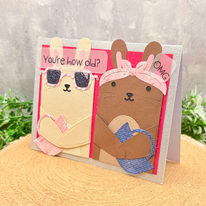 OMG Bunnies How Old Handmade Birthday Card-1