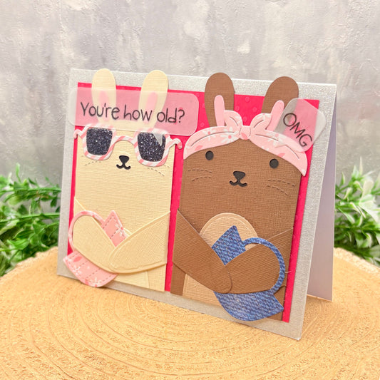 OMG Bunnies How Old Handmade Birthday Card-1