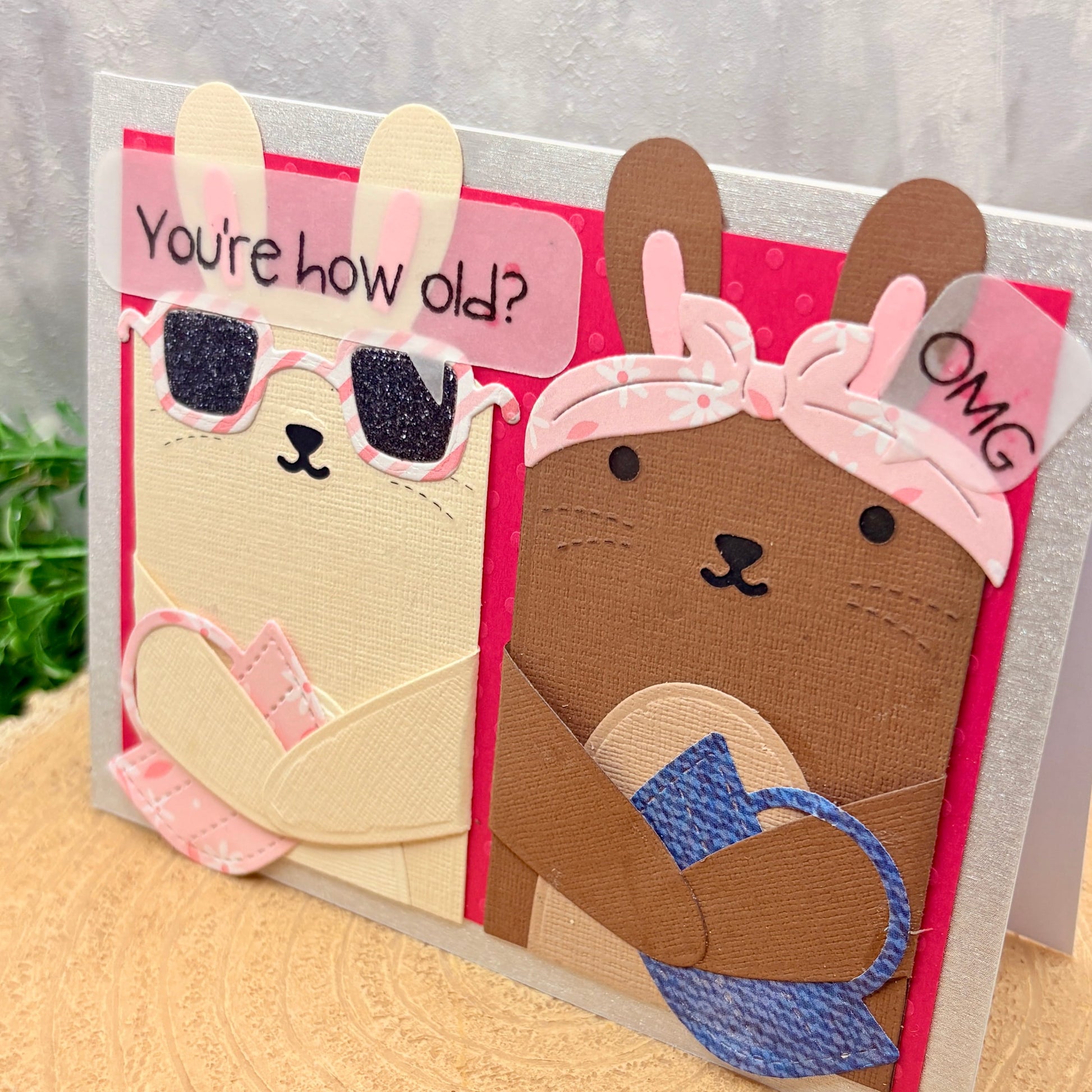 OMG Bunnies How Old Handmade Birthday Card-2