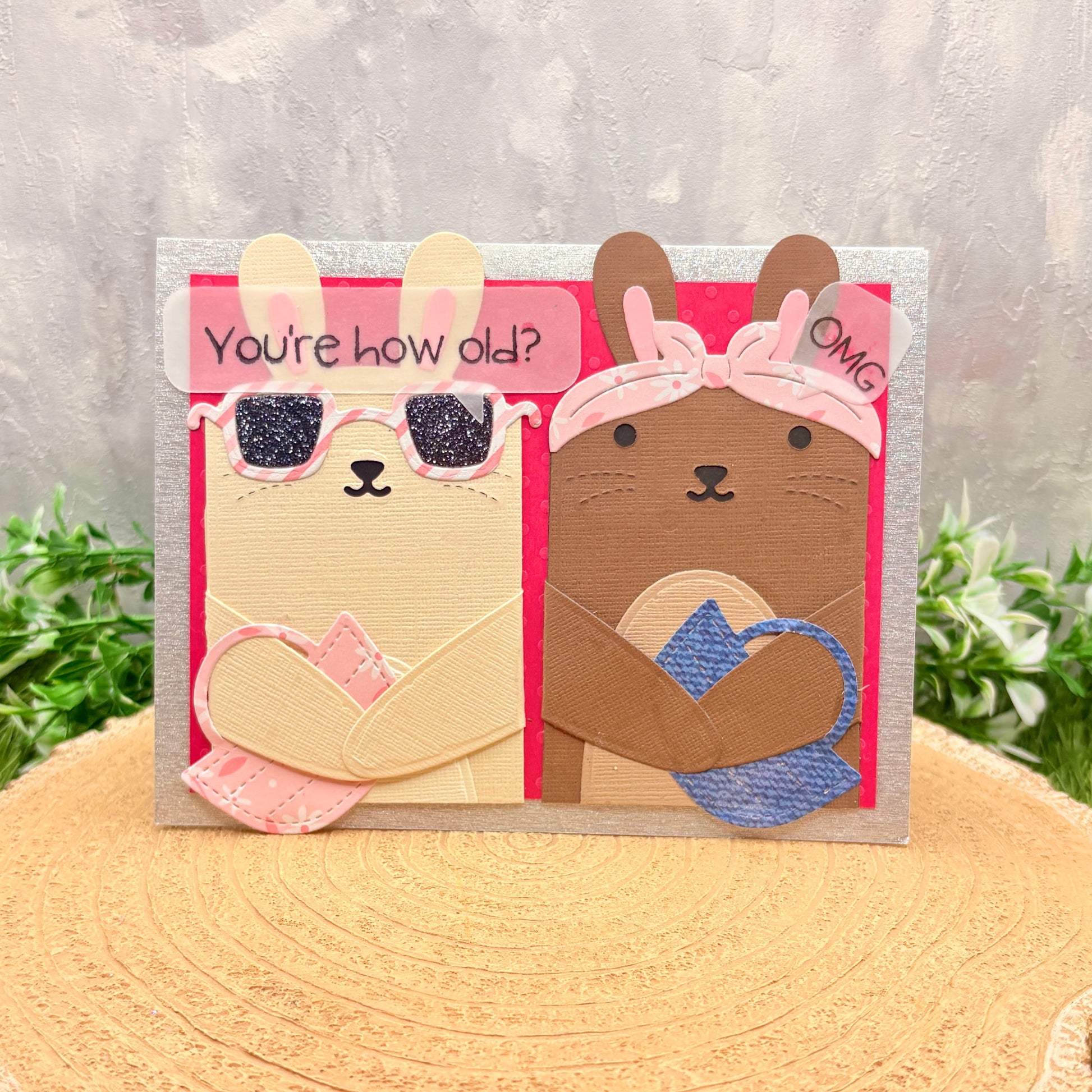 OMG Bunnies How Old Handmade Birthday Card