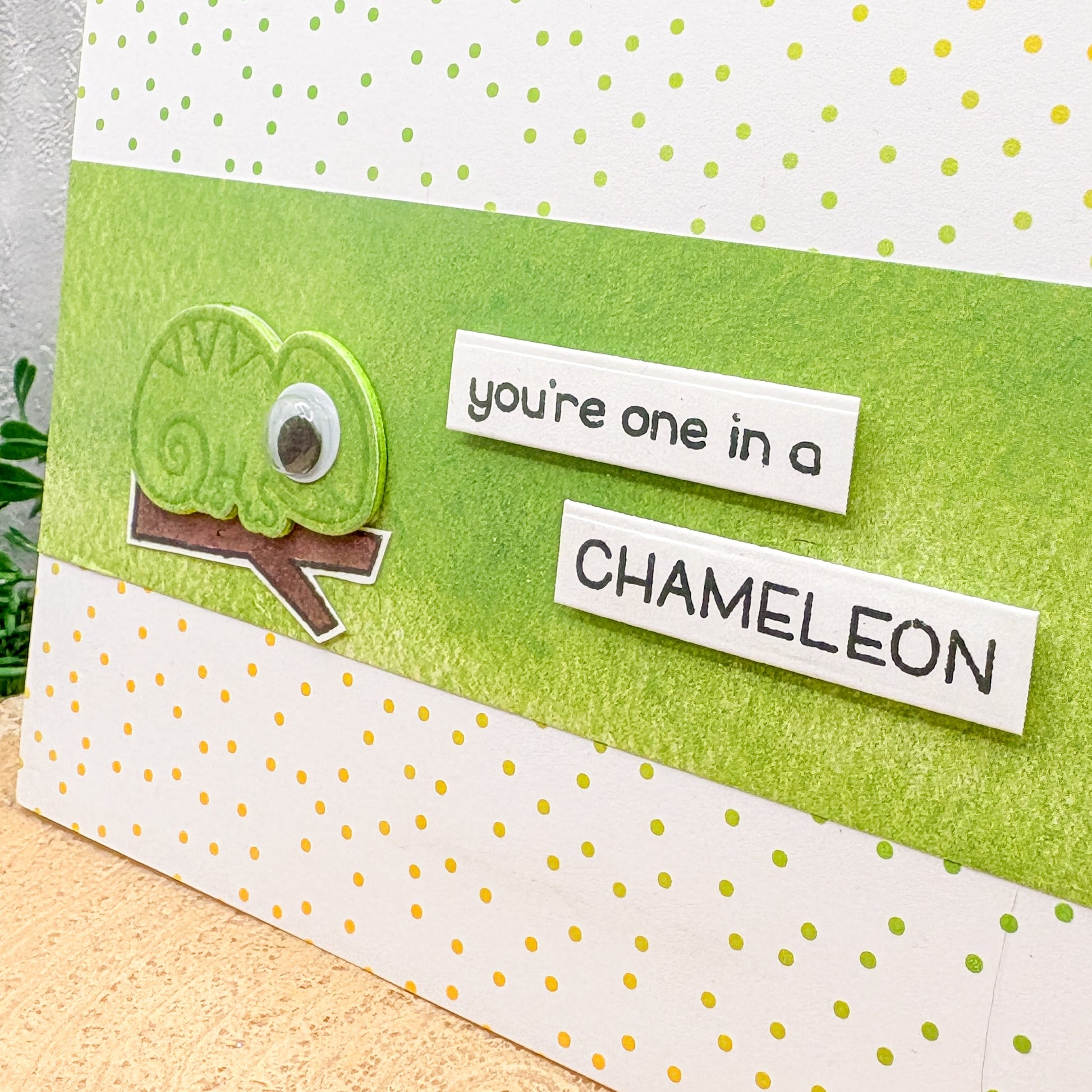 One In A Chameleon Handmade Card-2