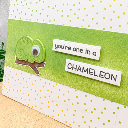 One In A Chameleon Handmade Card-2