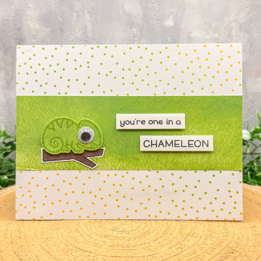 One In A Chameleon Handmade Card