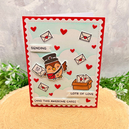Owl Sending Love Handmade Valentine's Day Card-1