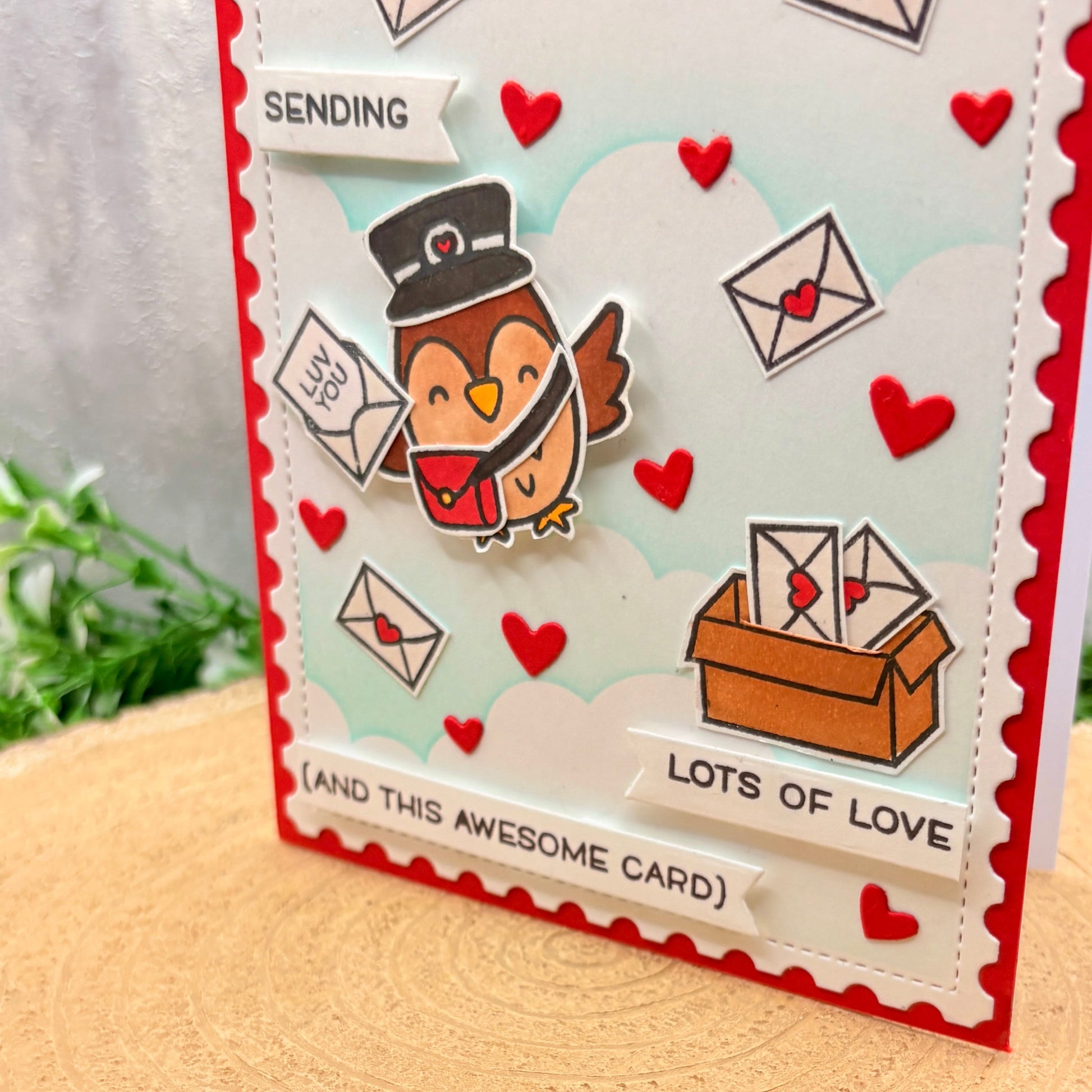 Owl Sending Love Handmade Valentine's Day Card-2