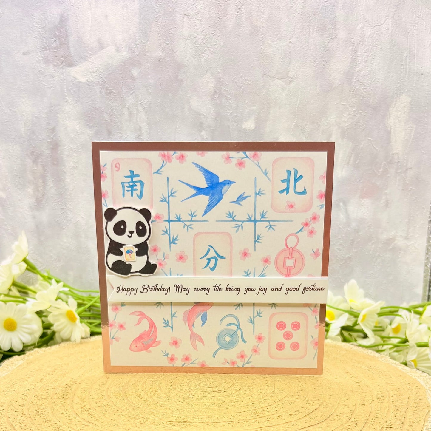 Panda Good Fortune Handmade Birthday Card