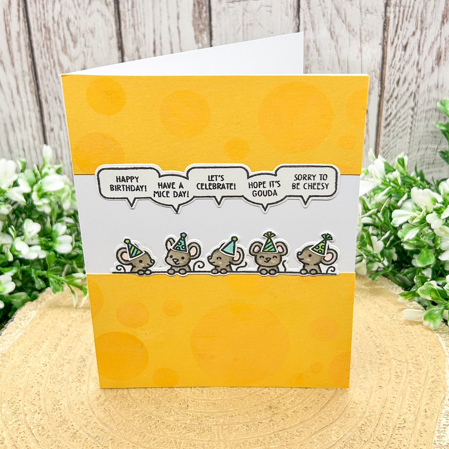 Party Mice Cheese Quotes Handmade Birthday Card-1