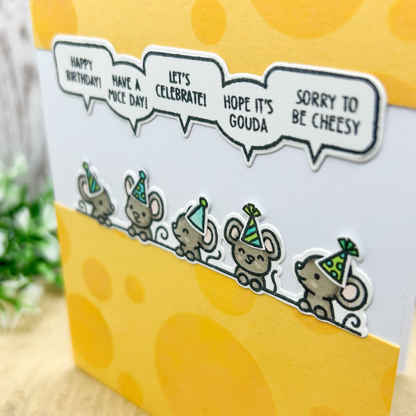 Party Mice Cheese Quotes Handmade Birthday Card-2