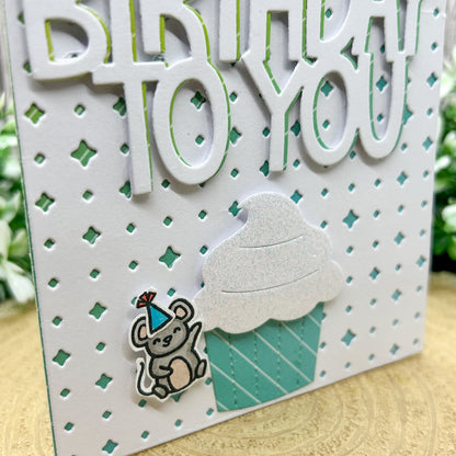 Party Mice Cupcake Handmade Birthday Card-2