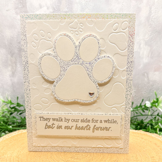 Paw Print Loss of Pet Handmade Sympathy Card