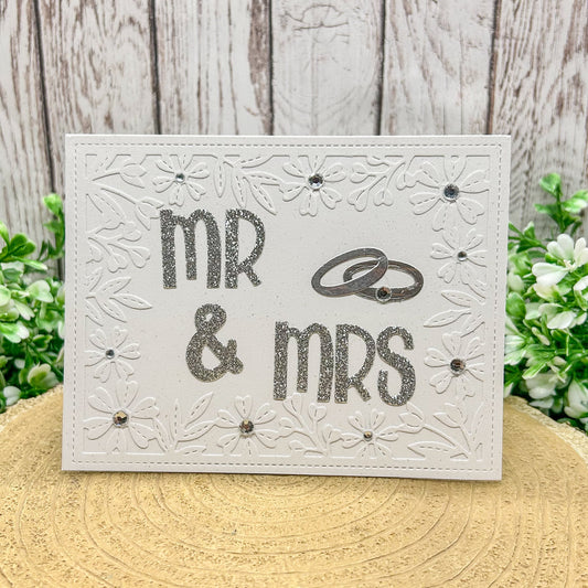 Pearl White Mr & Mrs Wedding Rings Handmade Card