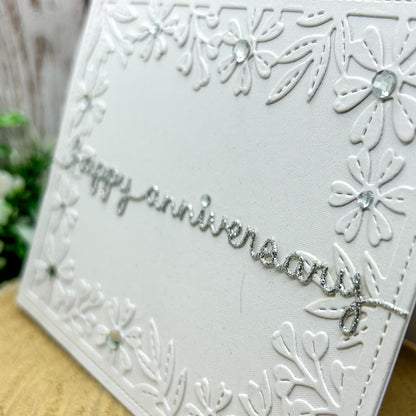 Pearl White & Silver Handmade Anniversary Card-2