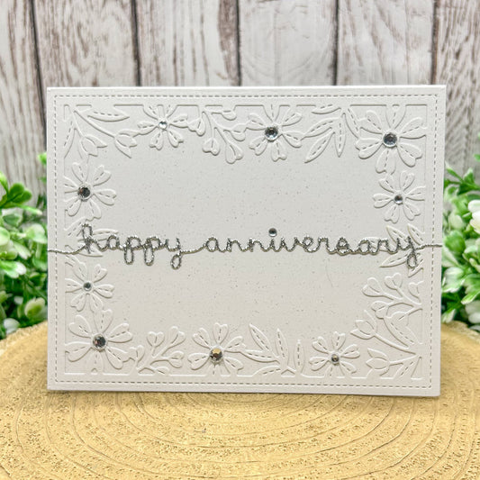 Pearl White & Silver Handmade Anniversary Card