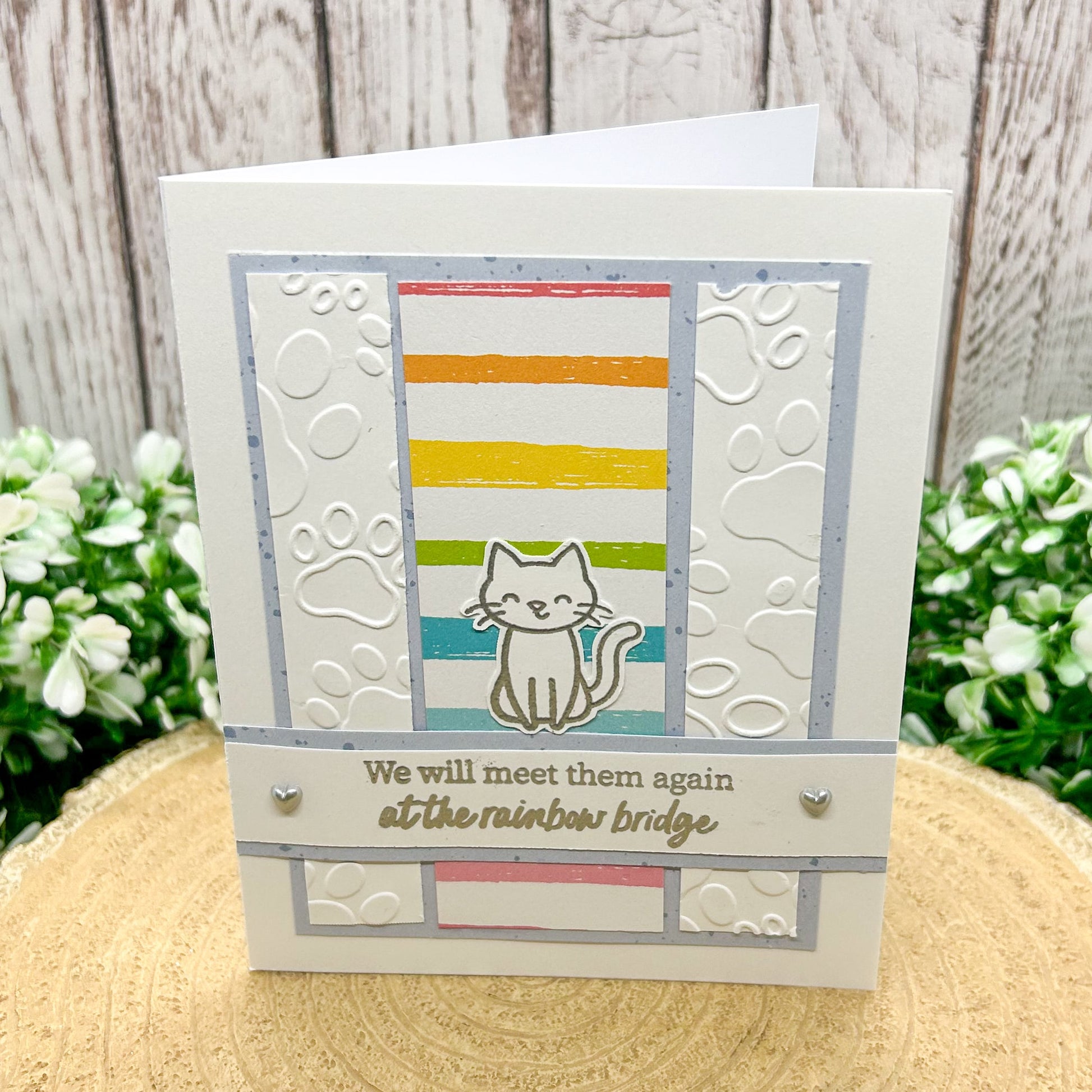 Pet Cat Sympathy Rainbow Bridge Handmade Card-1