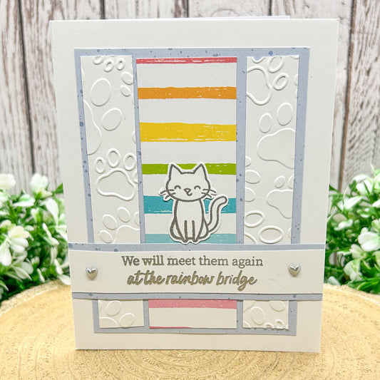 Pet Cat Sympathy Rainbow Bridge Handmade Card