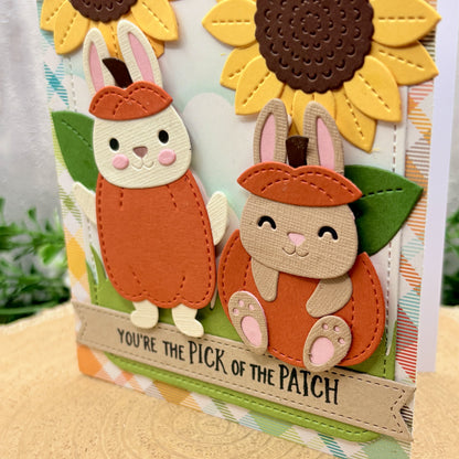 Pick of the Patch Rabbits in Pumpkins Handmade Card-2