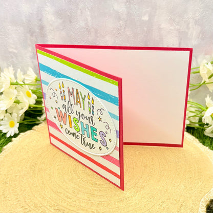 Pink Birthday Wishes Handmade Gift Card Holder Card-1
