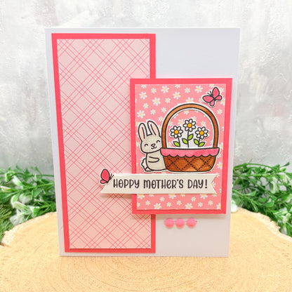 Pink Floral Patterned Handmade Mother's Day Card (3 Designs to Choose From)