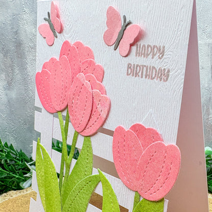 Pink Butterflies & Flowers Handmade Birthday Card-2