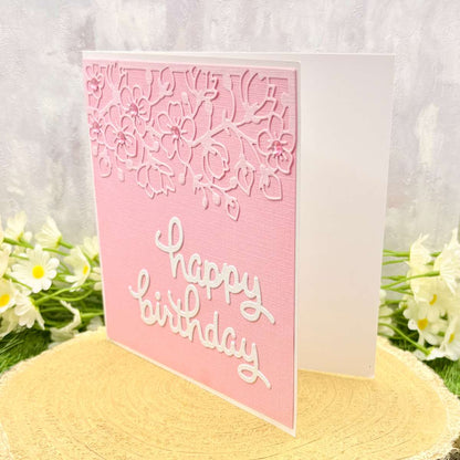 Pink Floral Design Handmade Birthday Card-2