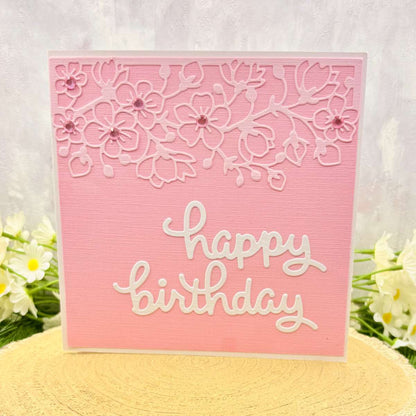 Pink Floral Design Handmade Birthday Card