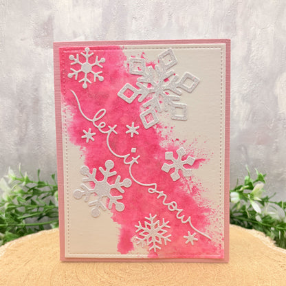 Pink Let It Snow Handmade Christmas Card