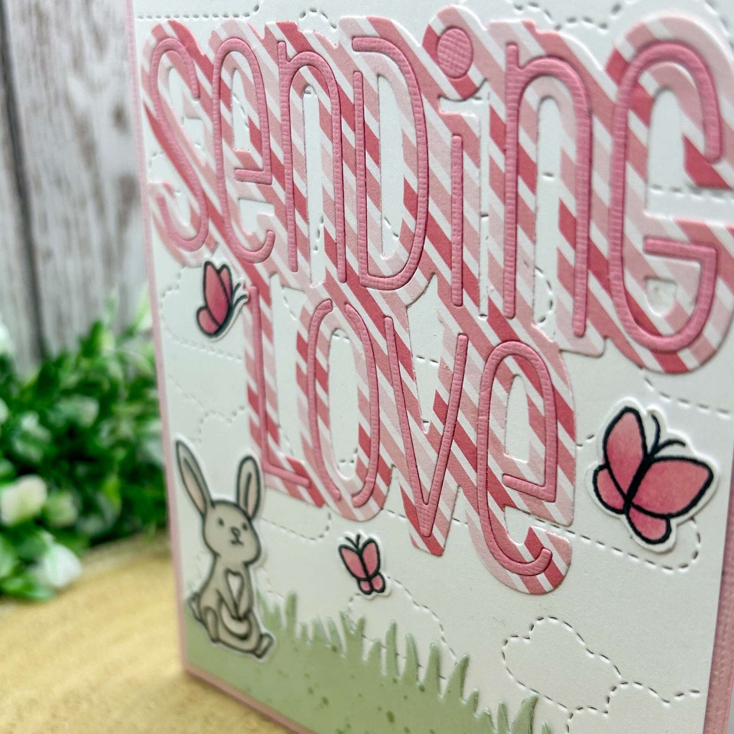 Pink Sending Love Bunny Handmade Card-2