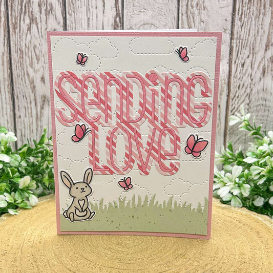 Pink Sending Love Bunny Handmade Card