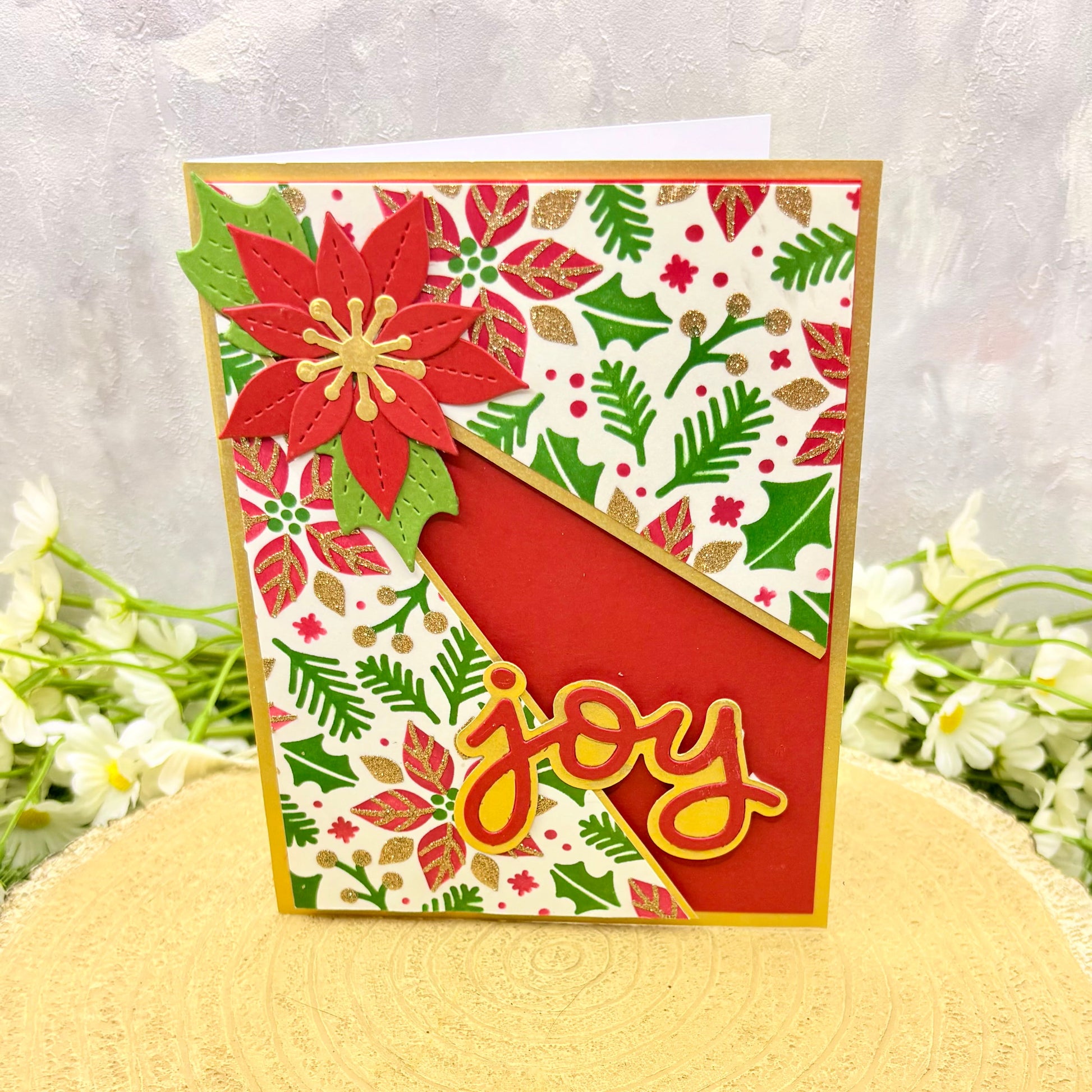 Poinsettia Joy Handmade Christmas Card-1