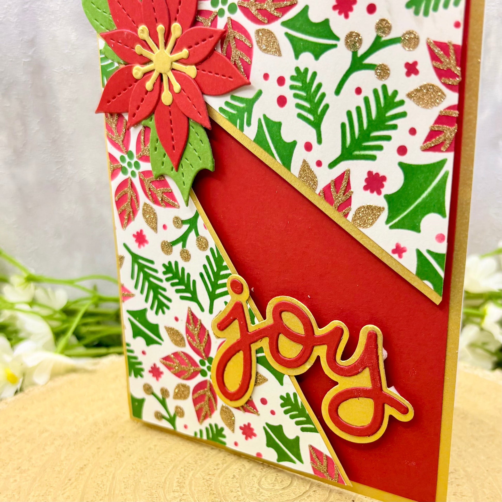Poinsettia Joy Handmade Christmas Card-2