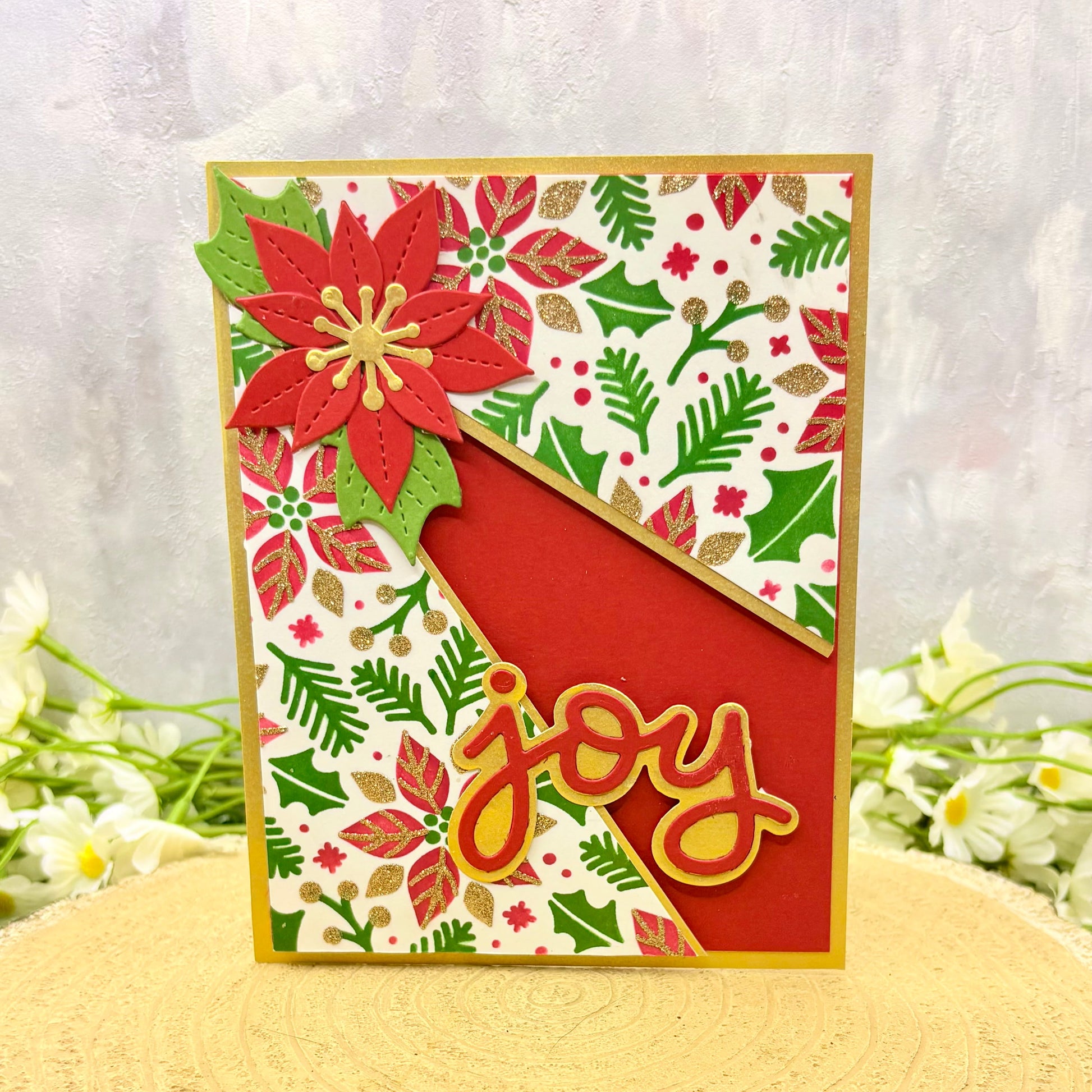 Poinsettia Joy Handmade Christmas Card