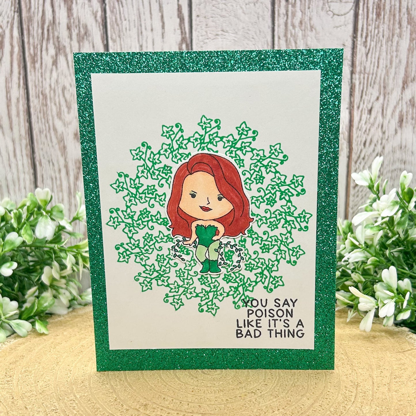 Poisonous Ivy Lady Character Themed Handmade Card