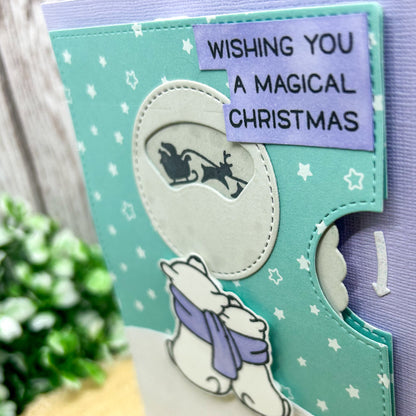 Polar Bears Looking At Santa Sleigh Handmade Christmas Card-2