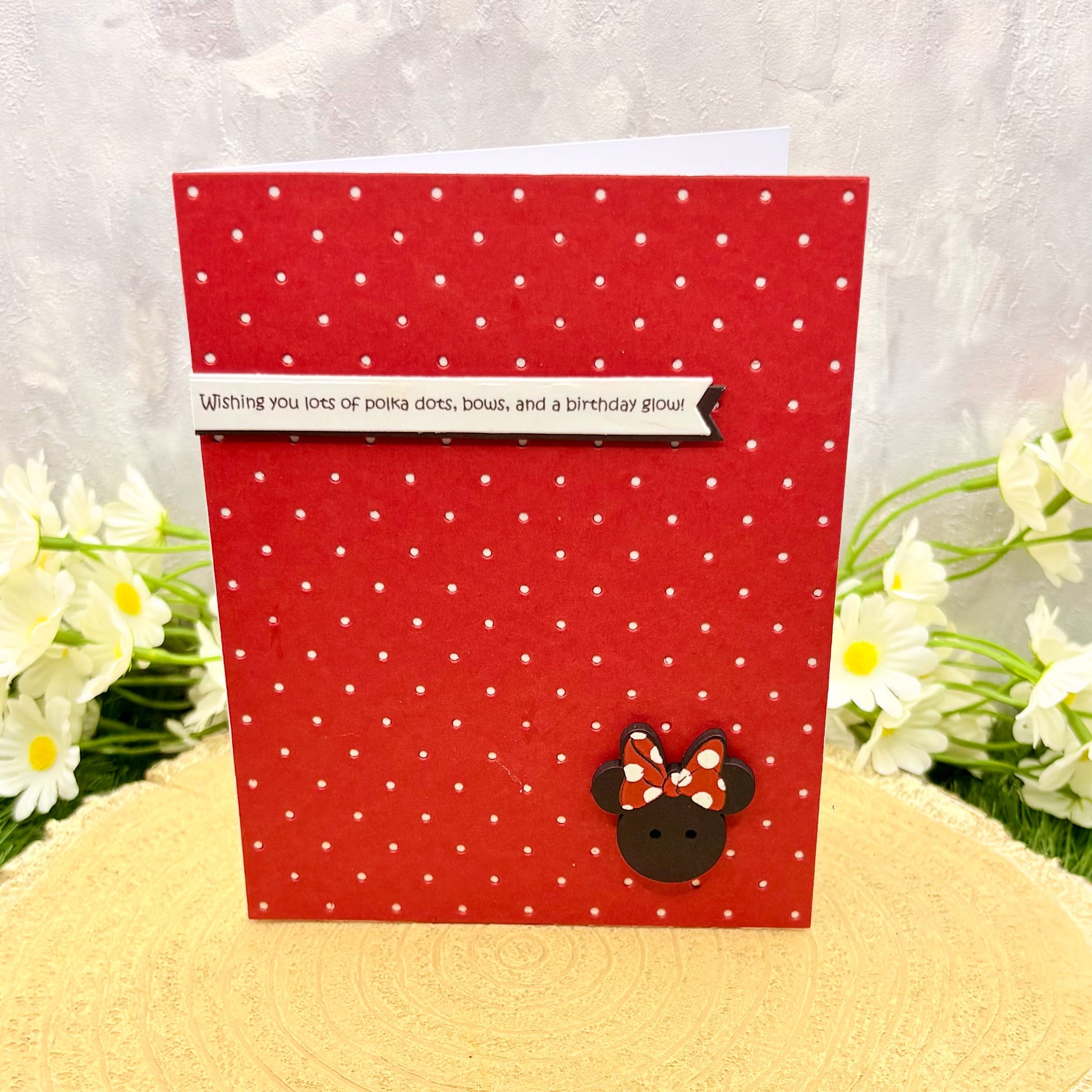 Polka Dot Minnie Handmade Character Birthday Card-1