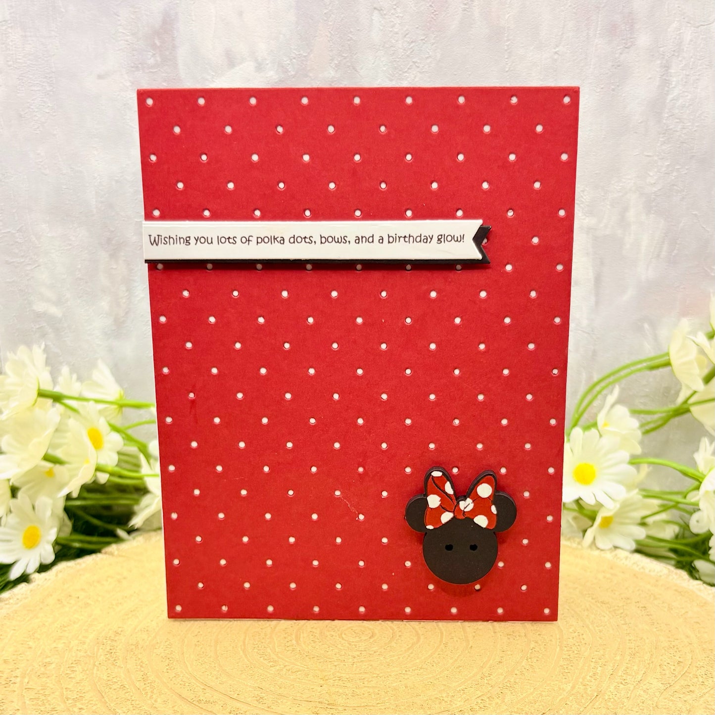 Polka Dot Minnie Handmade Character Birthday Card