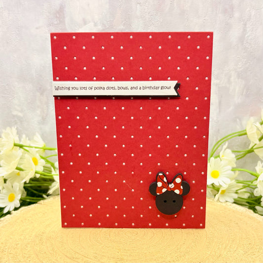 Polka Dot Minnie Handmade Character Birthday Card