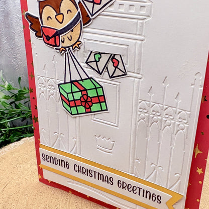 Postman Owl Sending Greetings Handmade Christmas Card-2