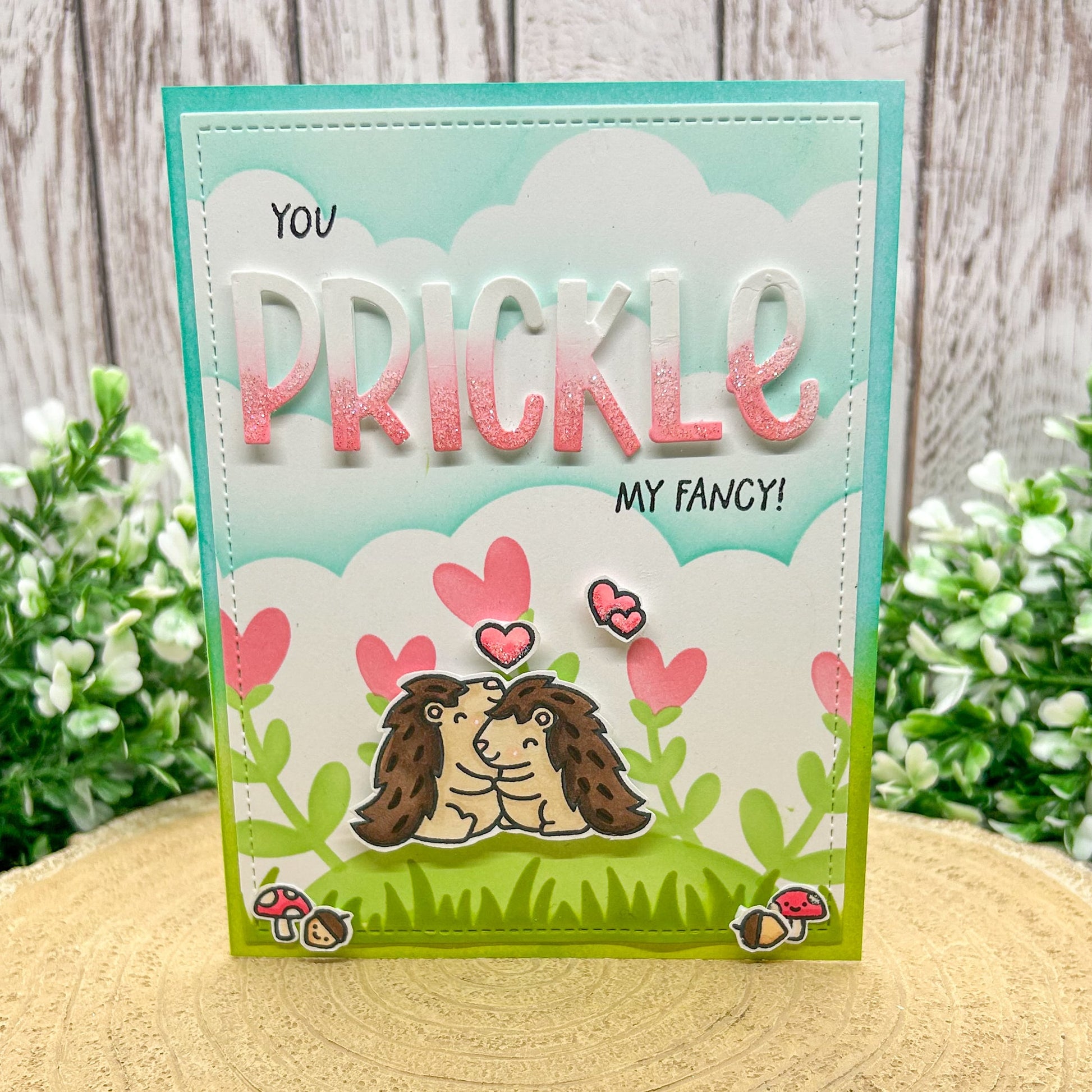 Prickle My Fancy Hedgehogs Handmade Valentine's Day Card