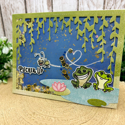 Pucker Up Princess & Frog Character Handmade Shaker Card-2