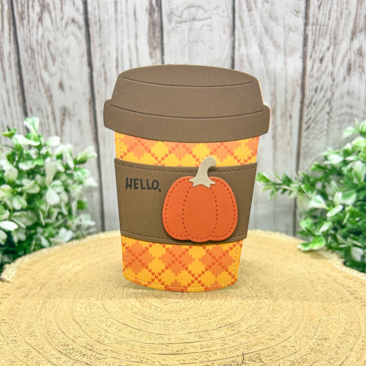 Pumpkin Coffee Cup Shaped Handmade Card/Gift Card Holder