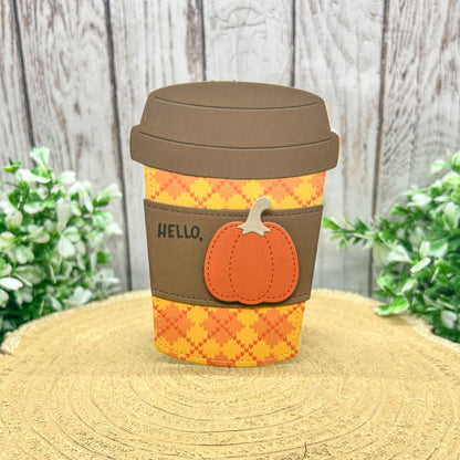 Pumpkin Coffee Cup Shaped Handmade Card/Gift Card Holder